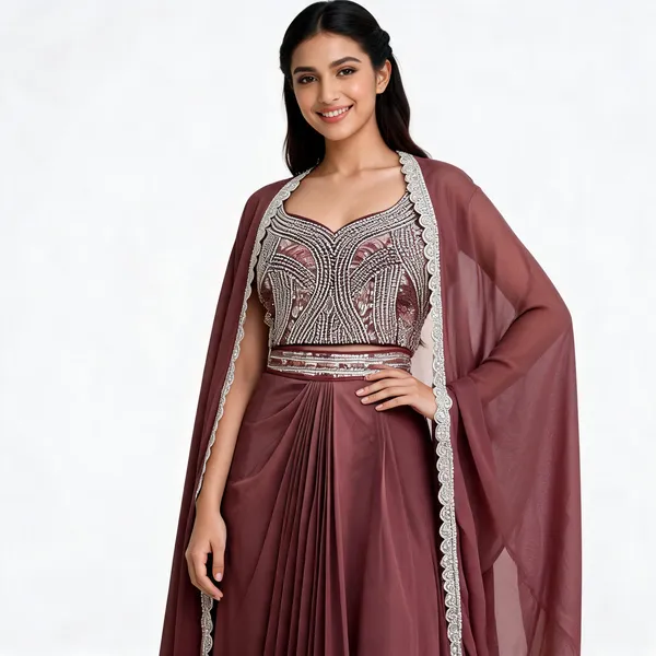 Mauve_Viscose_Georgette_Anarkali_Suit_Set_With_Cape_For_Women