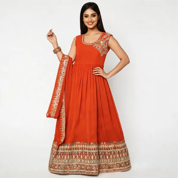 Orange_Georgette_Flared_Anarkali_Set_For_Women