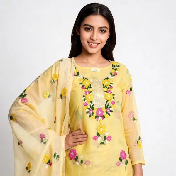 Yellow_Cotton_Premium_Dress_Material_For_Women