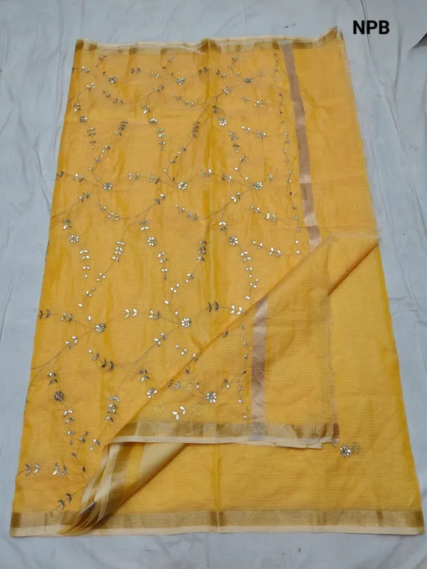 Yellow_Kota_Soft_Silk_Saree_With_Printed_Blouse_For_Women