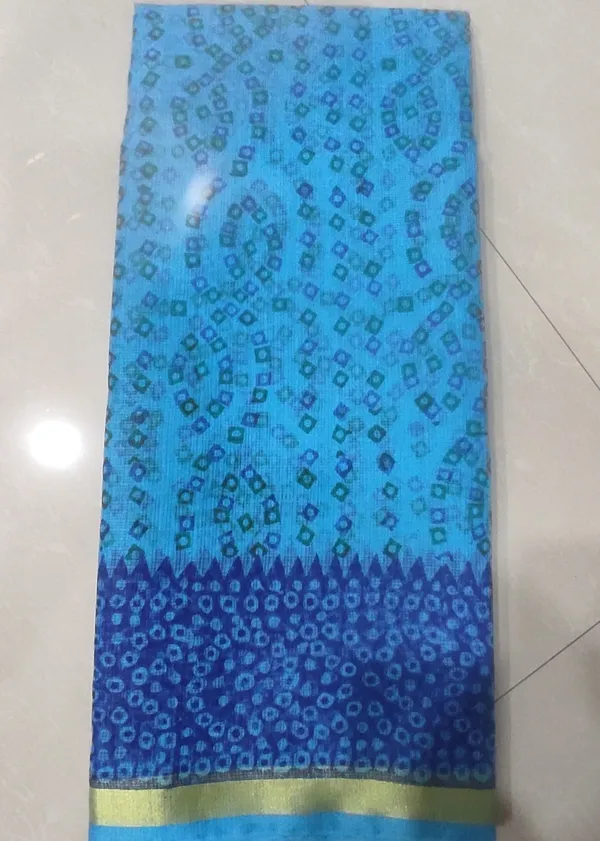 Blue_Kota_Doria_Cotton_Saree_With_Blouse_For_Women