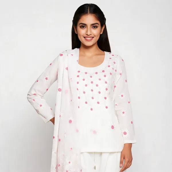 White_Cotton_Premium_Unstitched_Suit_For_Women