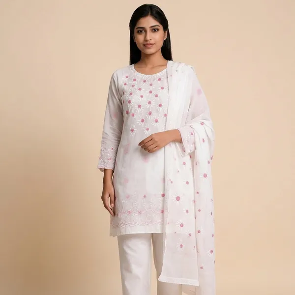 White_Cotton_Premium_Unstitched_Suit_For_Women