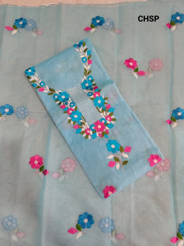 Sky_Blue_Cotton_Premium_Unstitched_Suit_Set_For_Women