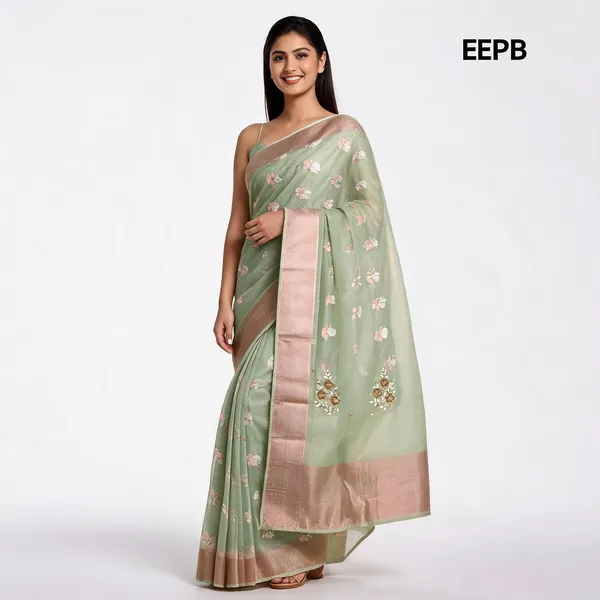 Mint_Green_Organza_Premium_Embroidered_Saree_For_Women