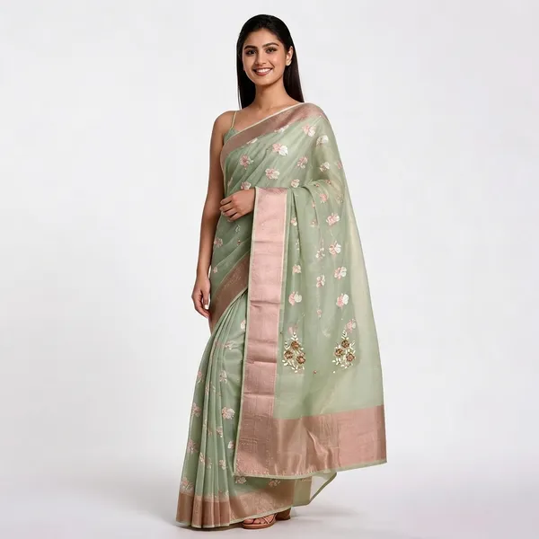 Mint_Green_Organza_Premium_Embroidered_Saree_For_Women