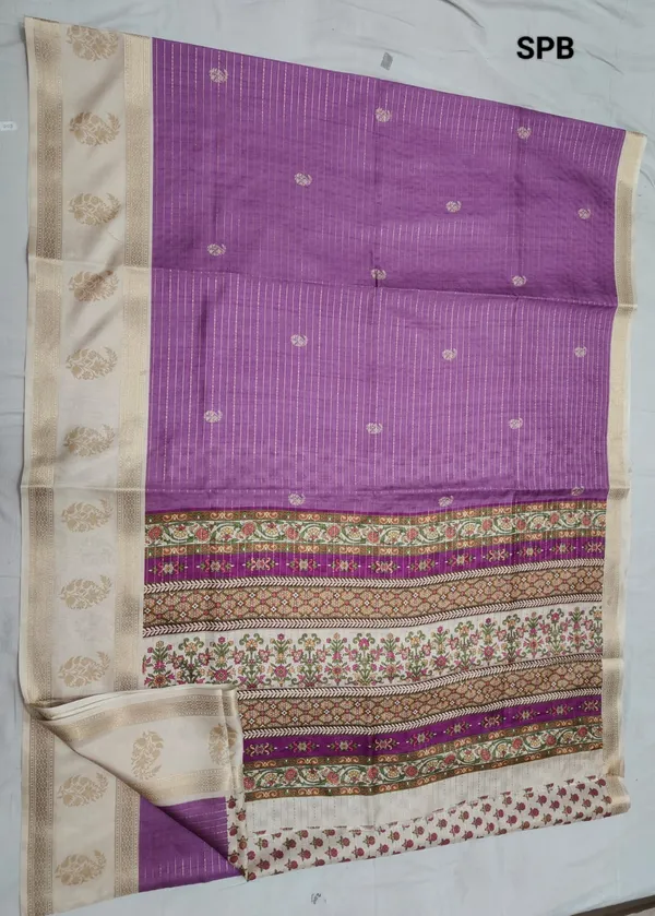 Purple_Kota_Soft_Silk_Saree_With_Printed_Blouse_For_Women