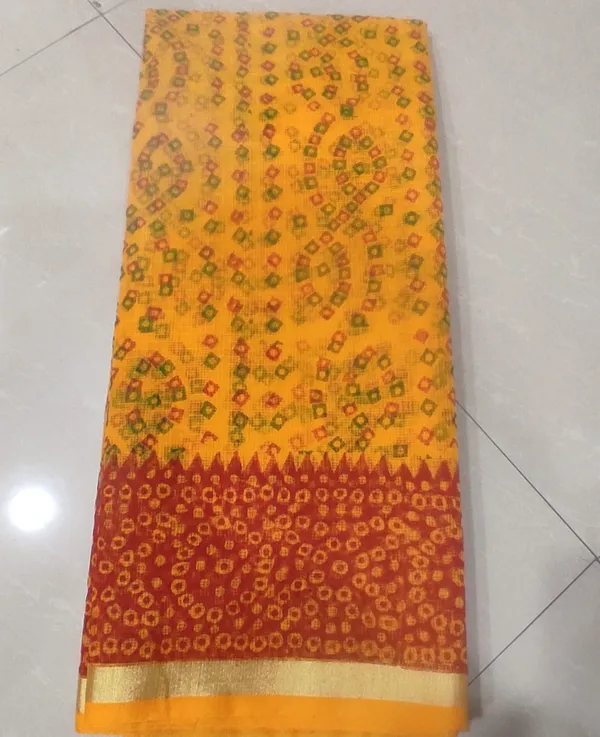 Yellow_Kota_Doria_Cotton_Saree_With_Blouse_For_Women