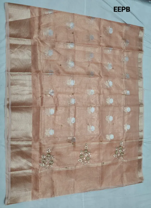 Peach_Organza_Premium_Embroidered_Saree_For_Women