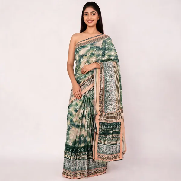 Green_Cotton_Premium_Tie-Dye_Saree_For_Women