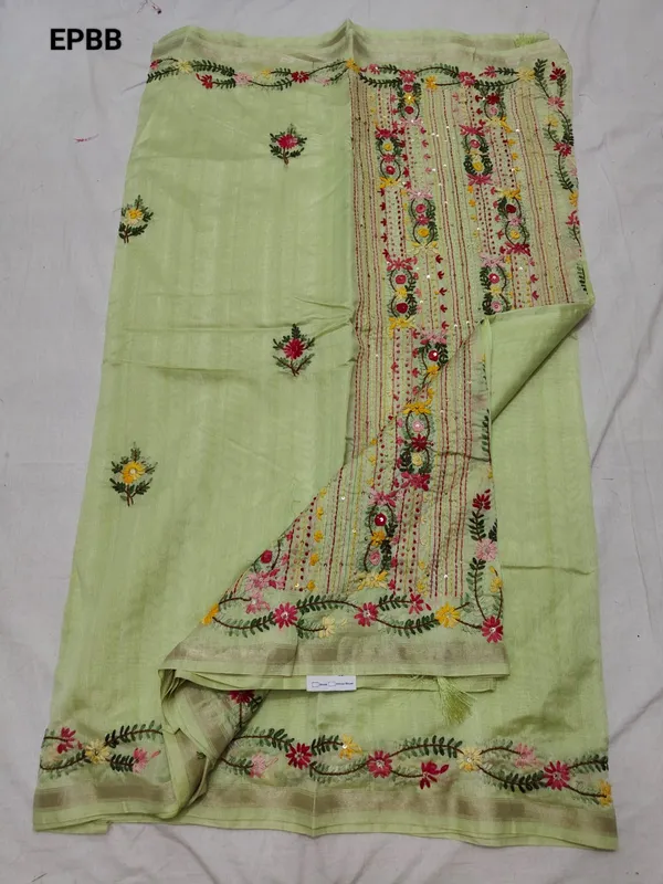 Lime_Green_Georgette_Premium_Saree_For_Women
