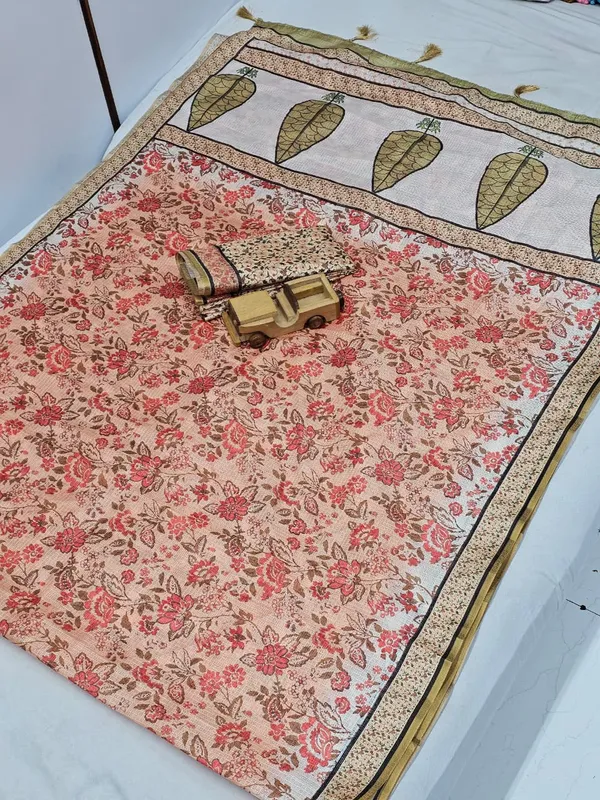 Mint_Green_Kota_Doria_Soft_Silk_Saree_Zari_Printed_Pallu_With_Printed_Blouse_For_Women