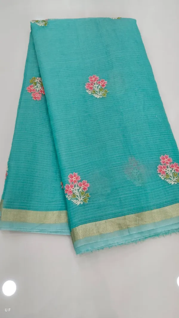 Turquoise_Kota_Cotton_Premium_Saree_For_Women