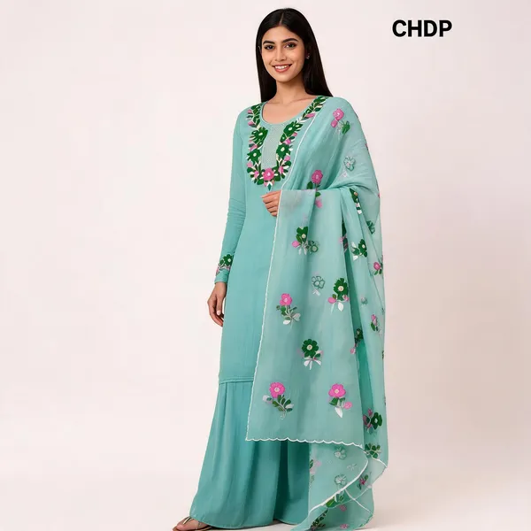 Turquoise_Cotton_Premium_Dress_Material_Set_For_Women