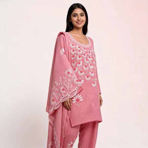 Pink_Cotton_Premium_Unstitched_Suit_Set_For_Women