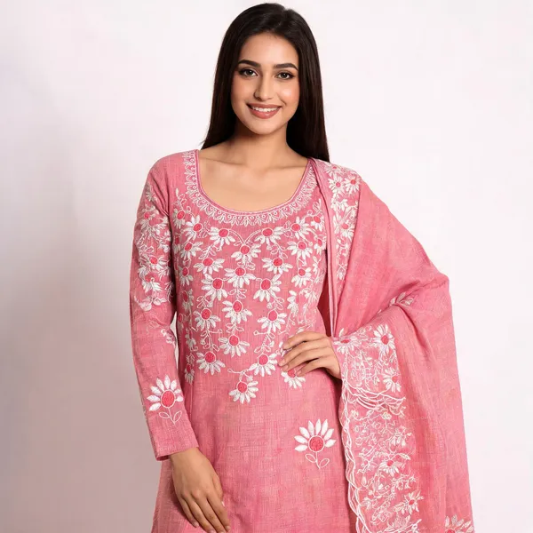Pink_Cotton_Premium_Unstitched_Suit_Set_For_Women