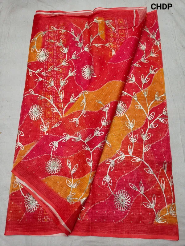Red_Kota_Doria_Cotton_Saree_With_Blouse_For_Women
