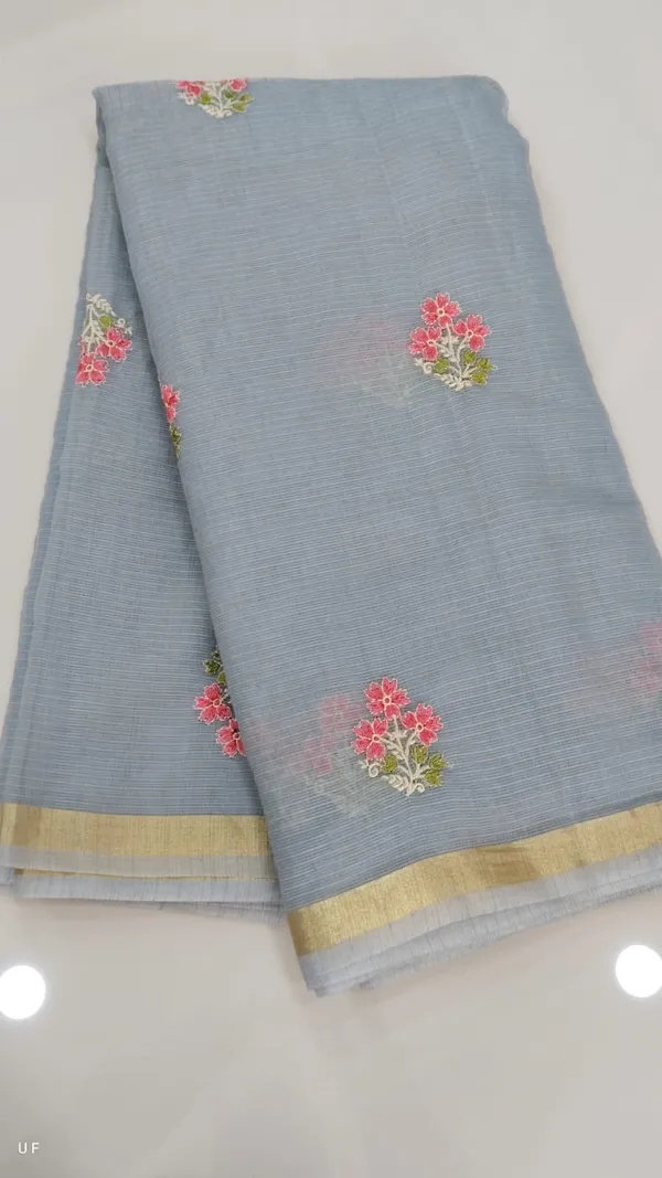 Sky_Blue_Textured_With_Ribbed_Weave_Premium_Embroidered_Saree_For_Women
