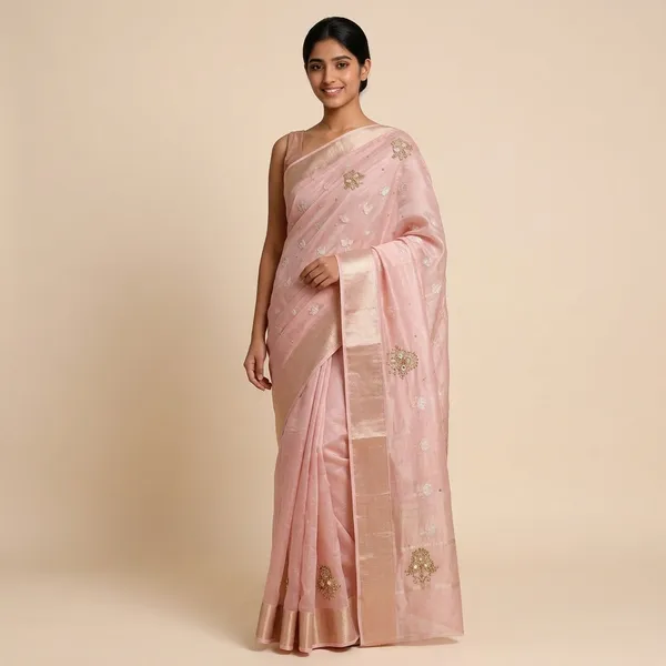 Peach_Silk_Premium_Embroidered_Saree_For_Women