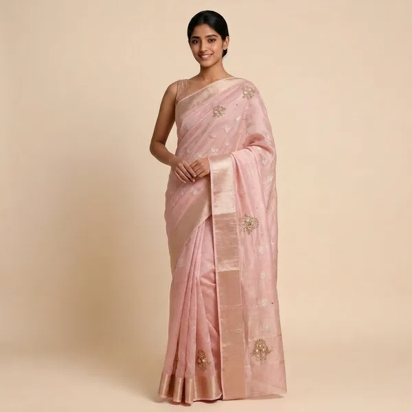 Peach_Silk_Premium_Embroidered_Saree_For_Women
