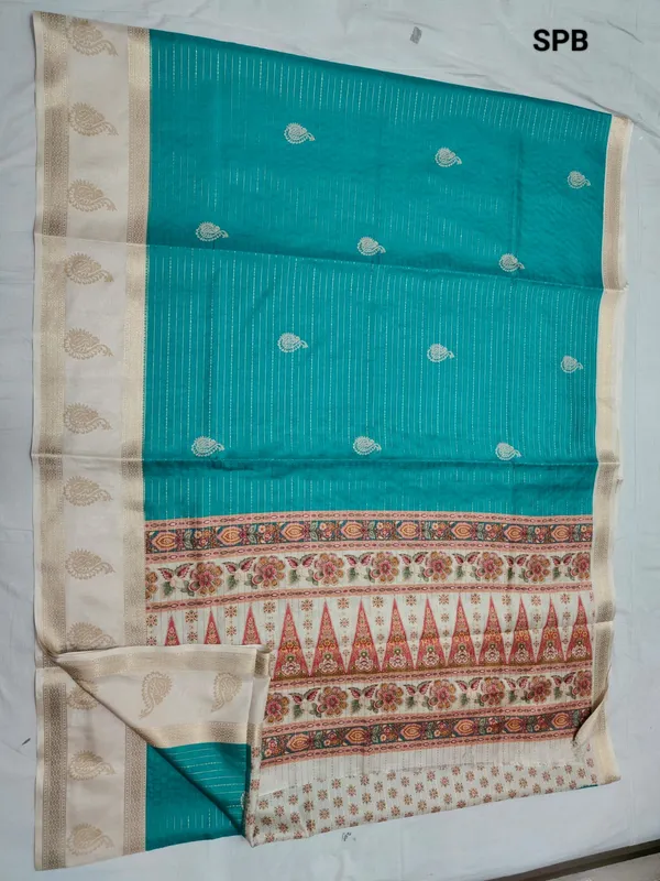 Green_Kota_Soft_Silk_Saree_With_Printed_Blouse_For_Women