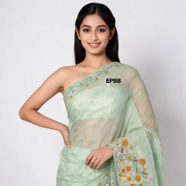 Mint_Green_Organza_Premium_Embroidered_Saree_For_Women