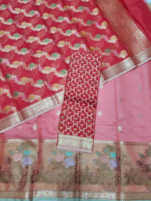 Light_Pink_Kota_Soft_Silk_Heavy_Border_3Pc_Weaving_Lehenga_Set_For_Women