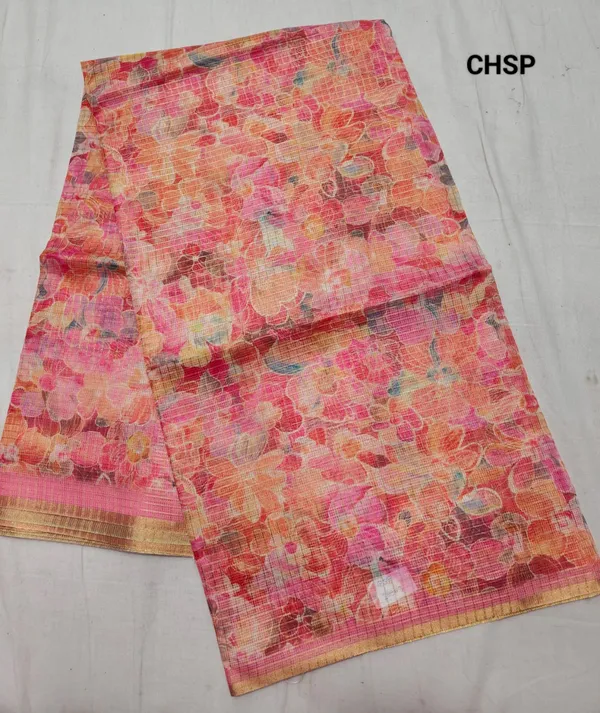 Dark_Pink_Zari_Checks_Saree_With_Printed_Blouse_For_Women