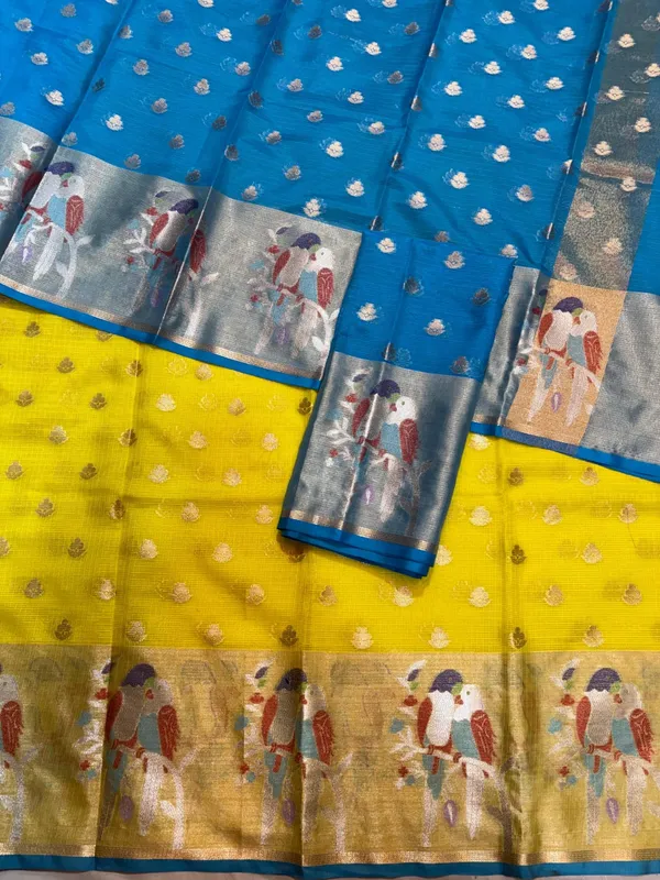 Light_Blue_Kota_Soft_Silk_Heavy_Border_3Pc_Weaving_Lehenga_Set_For_Women