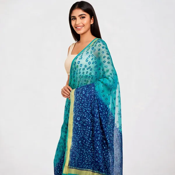 Turquoise_Blue_Georgette_Premium_Dupatta_For_Women