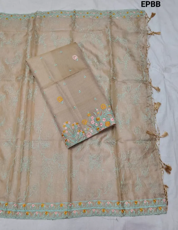 Beige_Organza_Premium_Saree_With_Blouse_For_Women