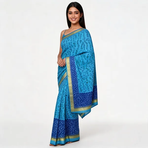 Blue_Cotton_Premium_Bandhani_Saree_For_Women