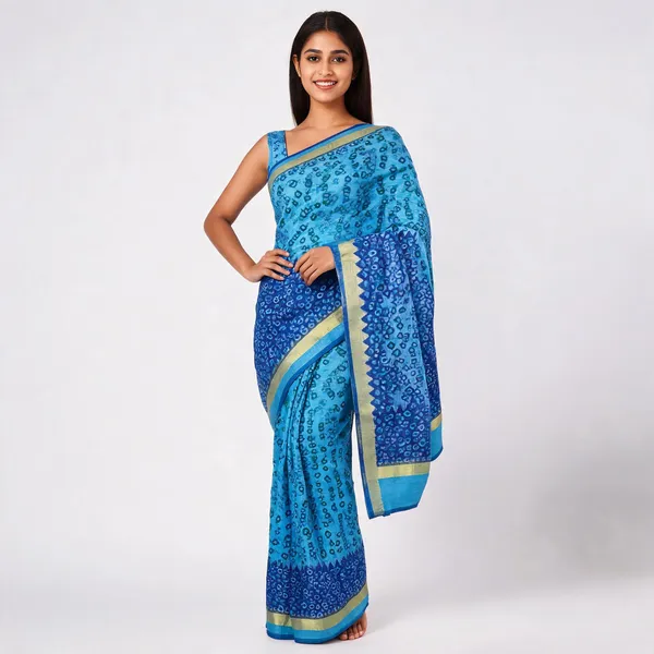 Blue_Cotton_Premium_Bandhani_Saree_For_Women