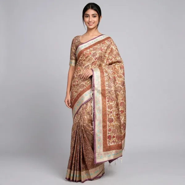 Beige_Silk_Premium_Saree_With_Blouse_For_Women
