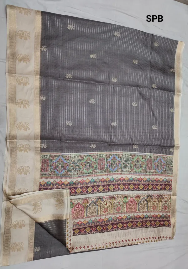 Black_Kota_Soft_Silk_Saree_With_Printed_Blouse_For_Women