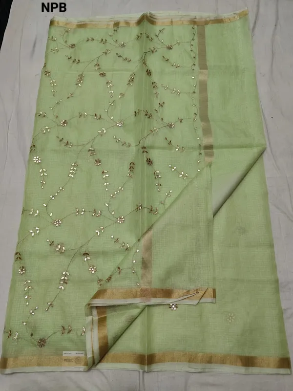 Light_Green_Kota_Soft_Silk_Saree_With_Printed_Blouse_For_Women