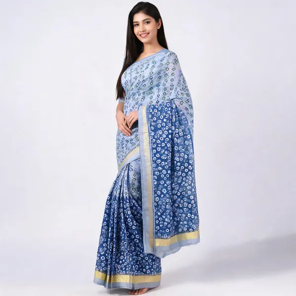 Blue_Cotton_Premium_Bandhani_Saree_For_Women