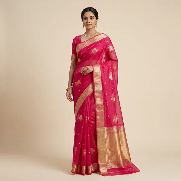 Pink_Kota_Doria_Soft_Silk_Saree_With_Blouse_For_Women