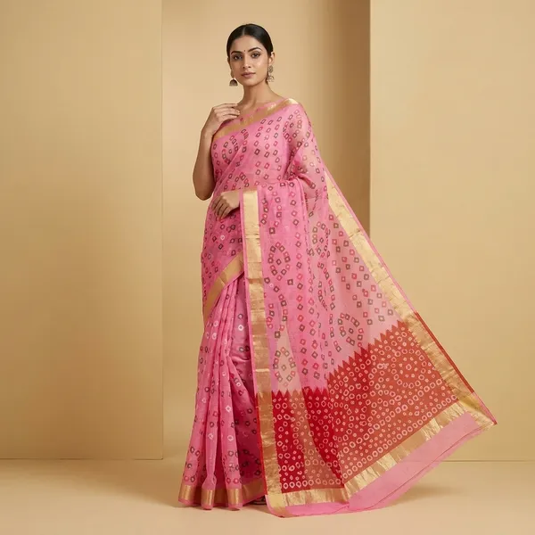 Pink_Kota_Doria_Cotton_Saree_With_Blouse_For_Women