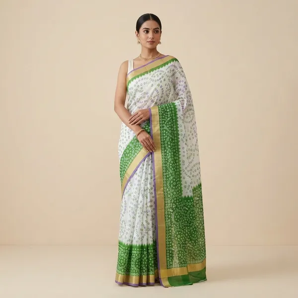 Off_White_Kota_Doria_Cotton_Saree_With_Blouse_For_Women