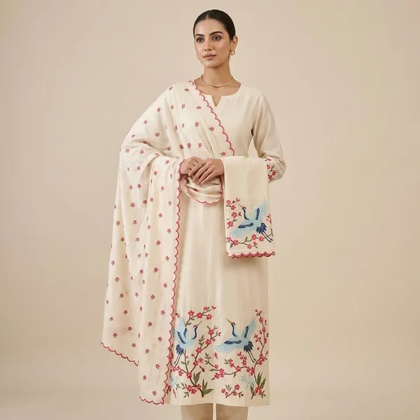 Cream_Kota_Doriya_Cotton_Suits_2Pc_Dress_Material_For_Women
