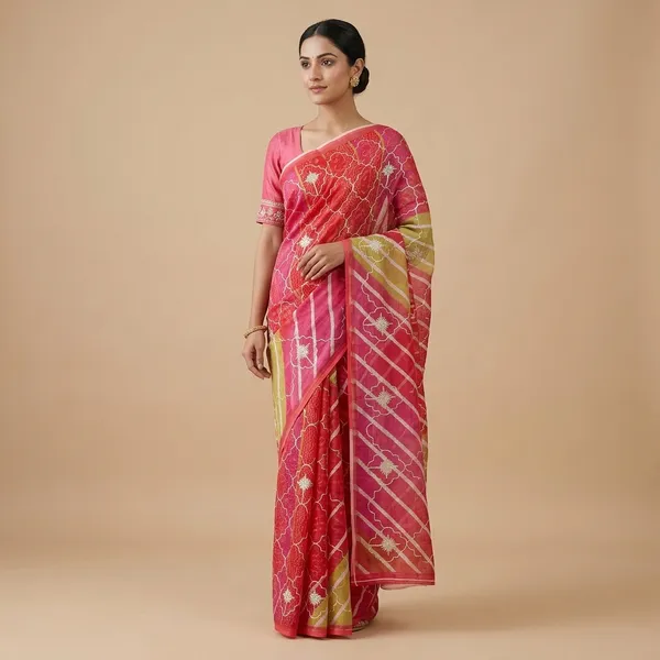 Pink_Kota_Doria_Cotton_Saree_With_Blouse_For_Women