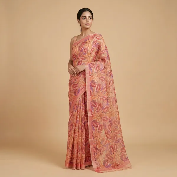 Pink_Zari_Checks_Saree_With_Printed_Blouse_For_Women