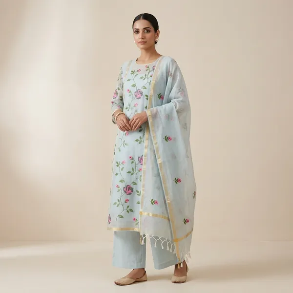 Light_Blue_Kota_Doria_Suits_2Pc_Dress_Material_For_Women