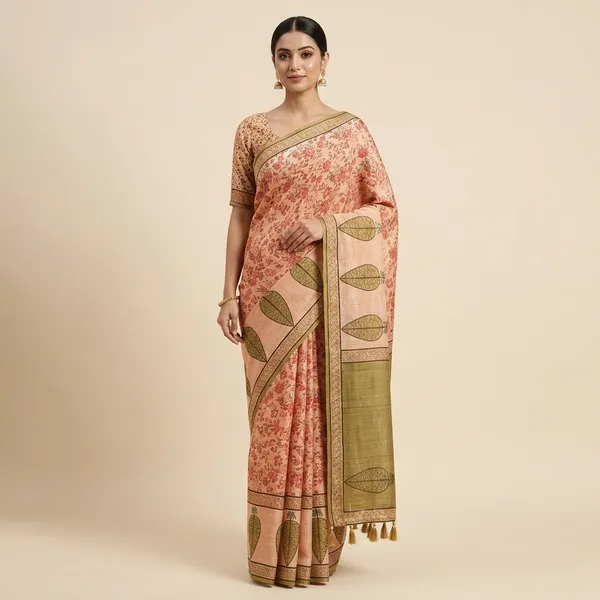 Mint_Green_Kota_Doria_Soft_Silk_Saree_Zari_Printed_Pallu_With_Printed_Blouse_For_Women