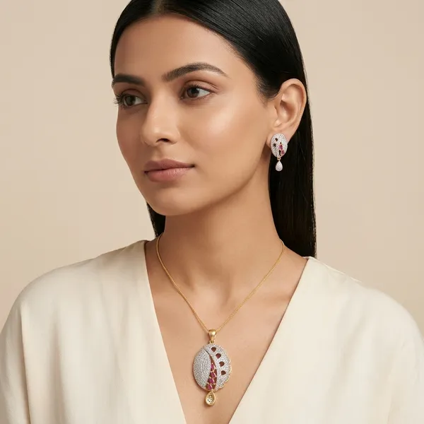 Silver_Pink_Metal_Alloy_Artificial_Jewellery_For_Women