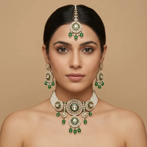 White_Green_Metal_Alloy_Artificial_Jewellery_For_Women