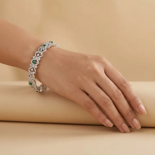 Silver_Green_Metal_Alloy_Artificial_Bangles_For_Women