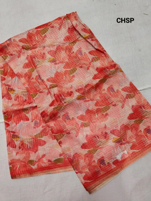 Light_Pink_Zari_Checks_Saree_With_Printed_Blouse_For_Women