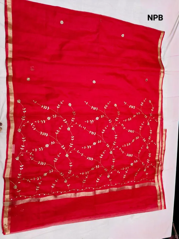 Red_Kota_Soft_Silk_Saree_With_Printed_Blouse_For_Women